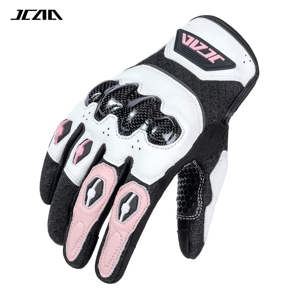 Guanti da Moto Estivi Rosa da Donna, Touchscreen, per Motocross, ATV, MTB, Traspiranti in Rete, con Protezione in Carbonio