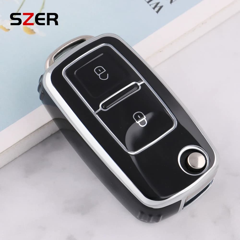 2 3 Bottoni Per VW Volkswagen MK4 Bora Golf 4 5 6 Jetta Passat Polo Bora Touran Skoda Sedile CALDO TPU Chiave Dell'automobile Della Cassa Della Copertura Borsette Fob