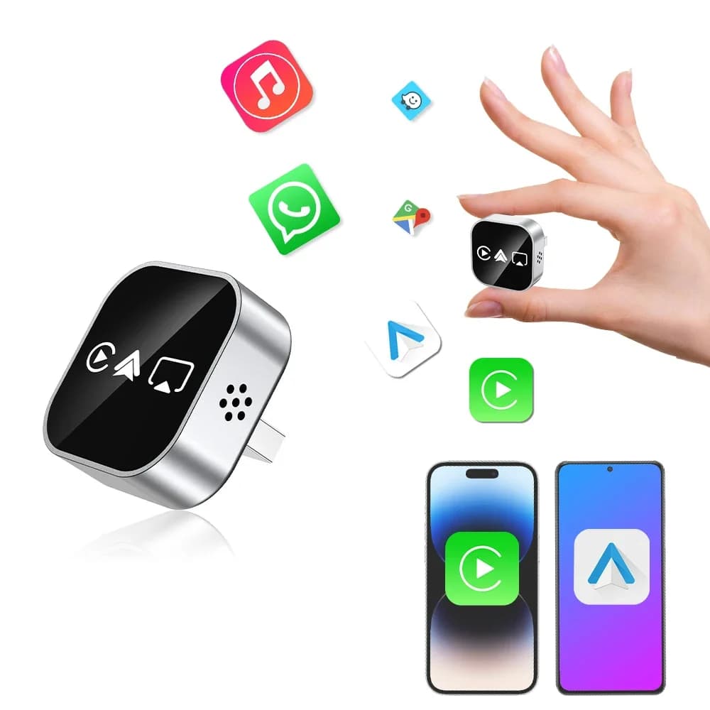 Adattatore CarPlay Bluetooth per Mirroring dello Schermo, Connettore Wireless 4-in-1, Plug-and-Play, Versione 2026 Appena Aggiornata