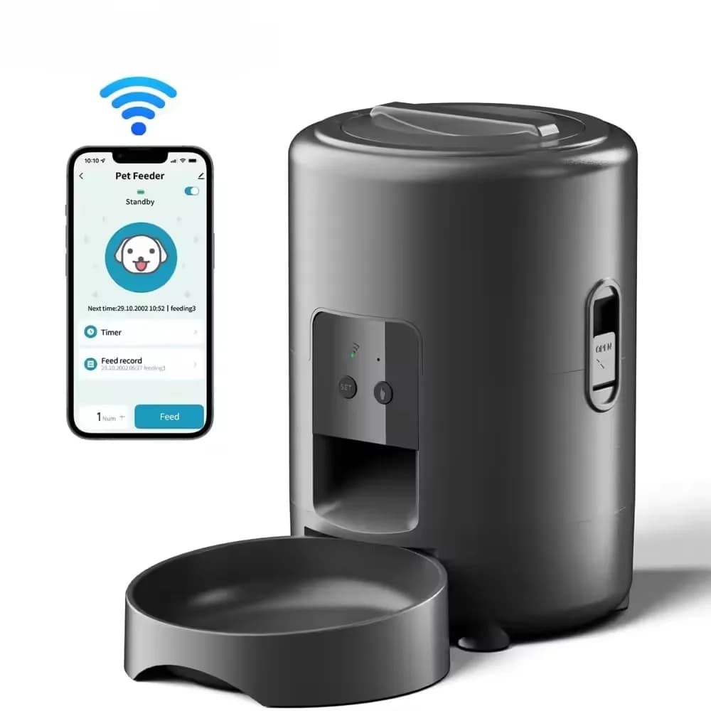 Distributore Automatico di Cibo per Animali Domestici da 2L con Controllo APP, Versione a Pulsante, Dispenser Intelligente per Gatti e Cani, Ciotola per Cibo Secco