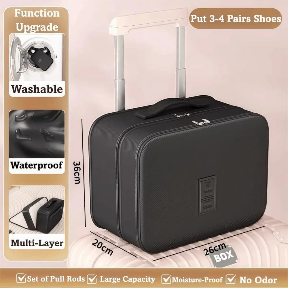 Upgraded Multi-layer Travel Shoe Bag Zipper Waterproof Sneakers Storage Bag Sturdy Portable Storage Box Store 4 Pairs of Shoes