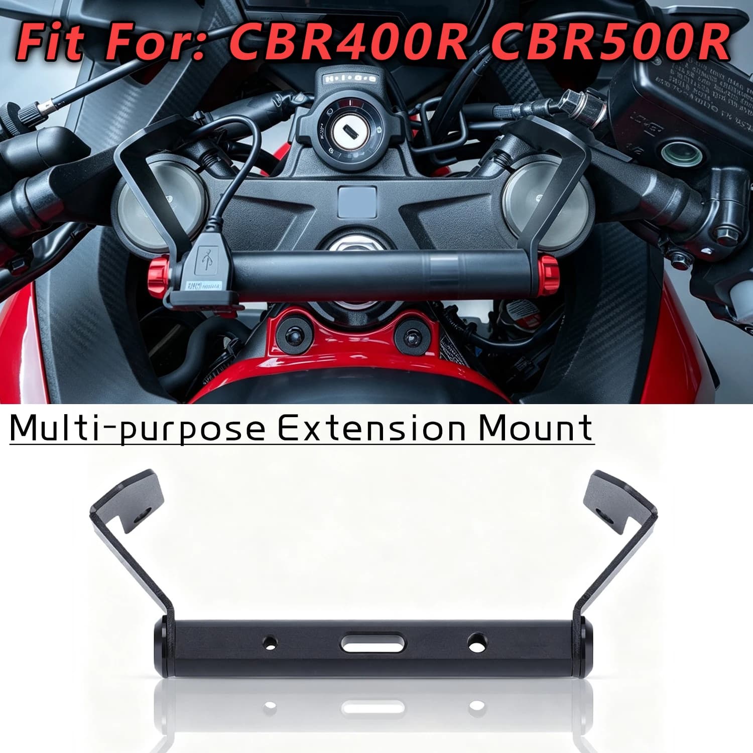 For HONDA CBR500R CBR400R Multi-Purpose Extension mount GPS Navigation Base Mobile Phone Moun Action Camera Center CNC Bracket