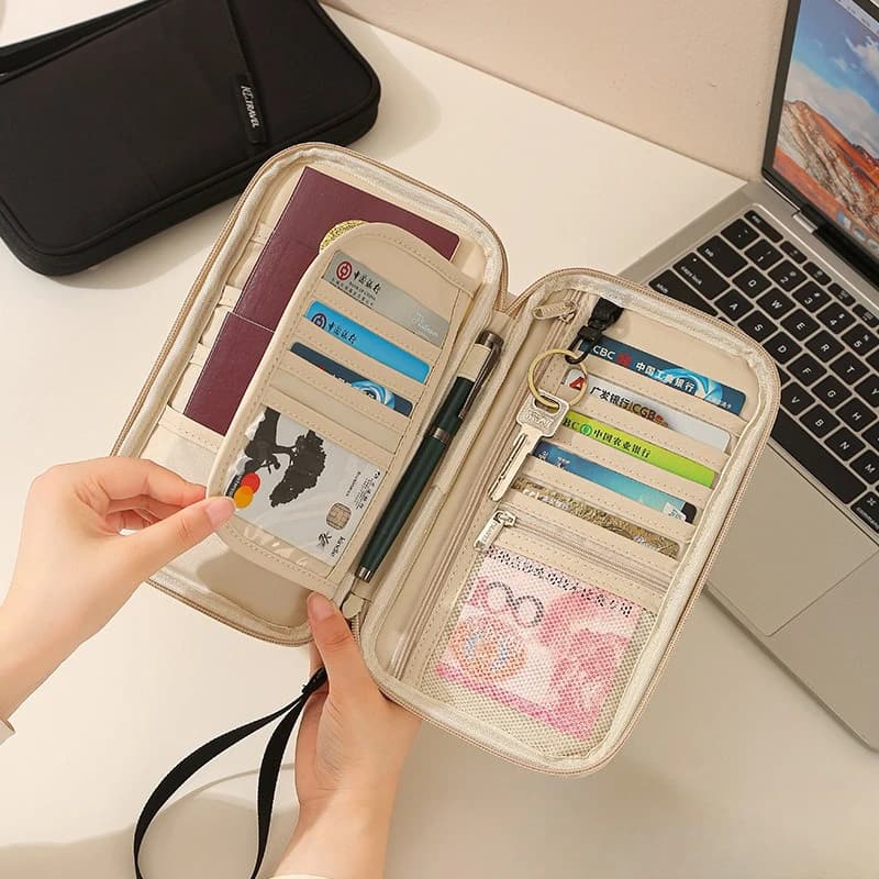 multifunctional document holder passport case travel organizer ticket card pouch