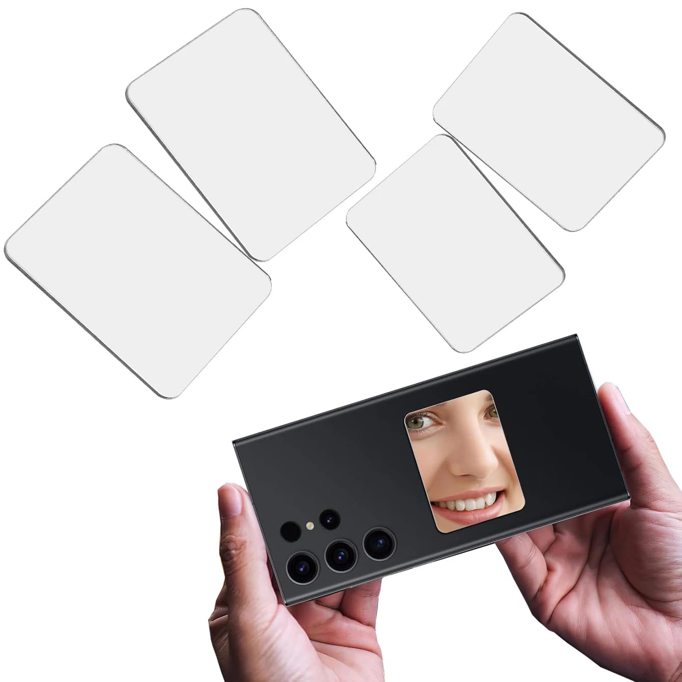 4 pezzi di adesivi a specchio per custodia del telefono: adesivi a specchio autoadesivi per il trucco - piccoli adesivi portatili in acrilico per la parte posteriore della custodia dello smartphone