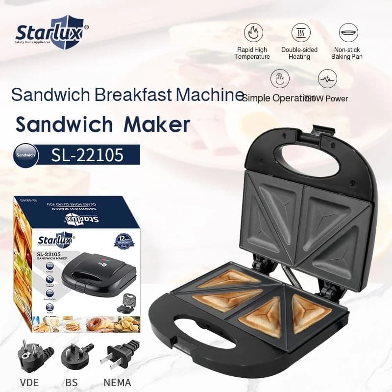 Macchina per la colazione domestica multifunzionale Teglia antiaderente Tostapane portatile con riscaldamento bifacciale