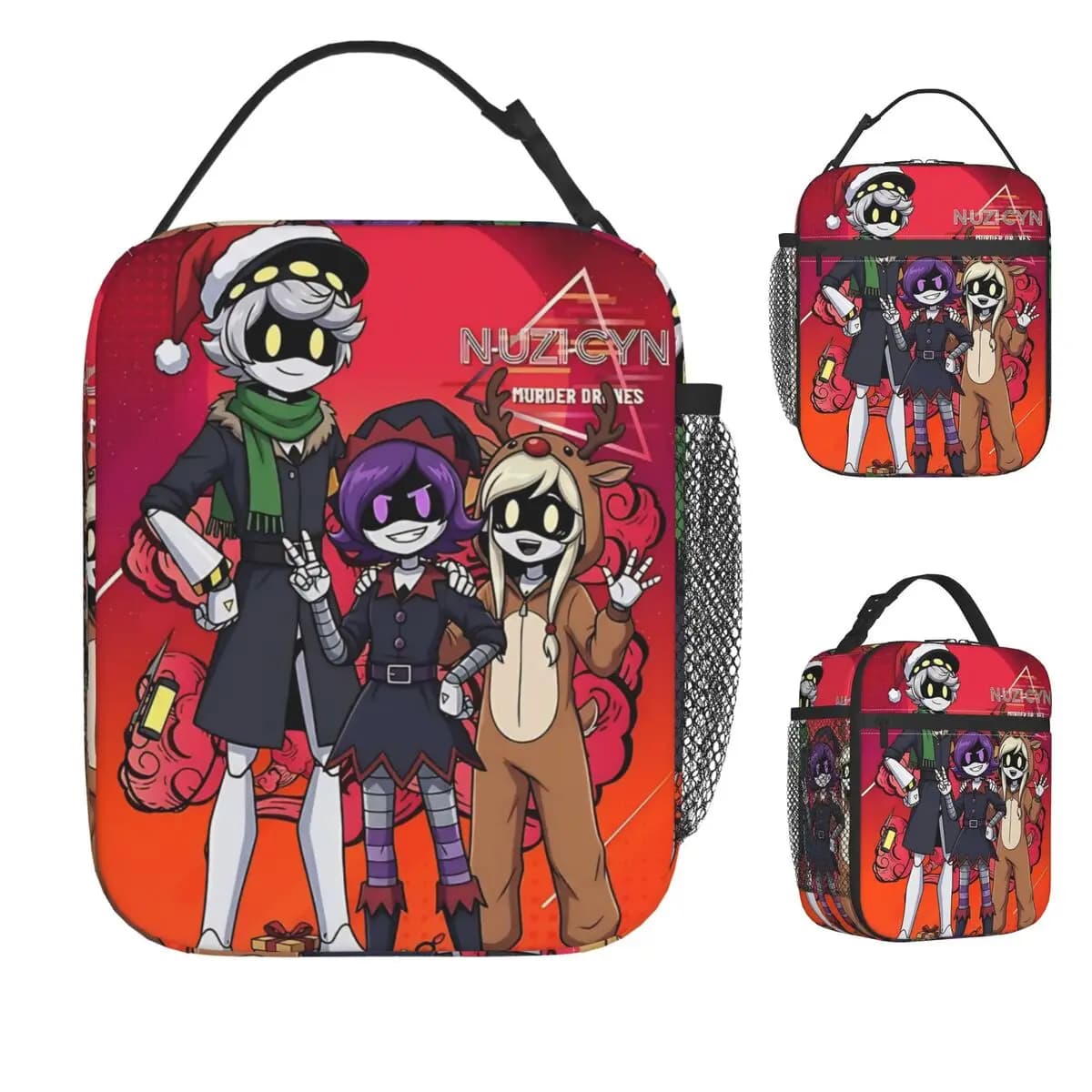 Murder Drones Retro N X Uzi X Cyn Christmas Lunch Bag Cute Lunch Box Outdoor Picnic Portable Zipper Tote Food Bags Cooler Bag