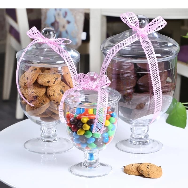 Transparent Tall Candy Jar Glass Storage with Lid Modern Style Home Decor Kitchen Food Container