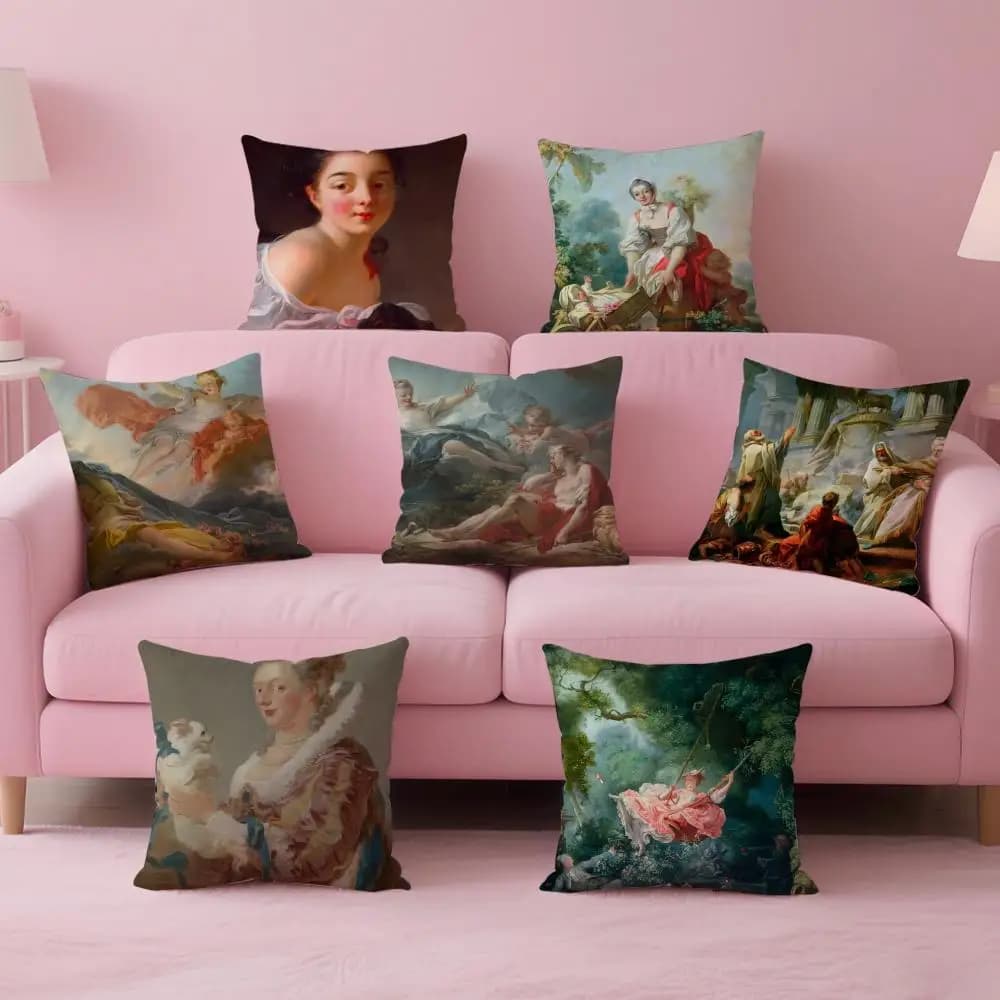 rococo J-Jean Honore Fragonard Fodera per cuscino in tessuto morbido e delicato sulla pelle, confortevole e con cerniera nascosta