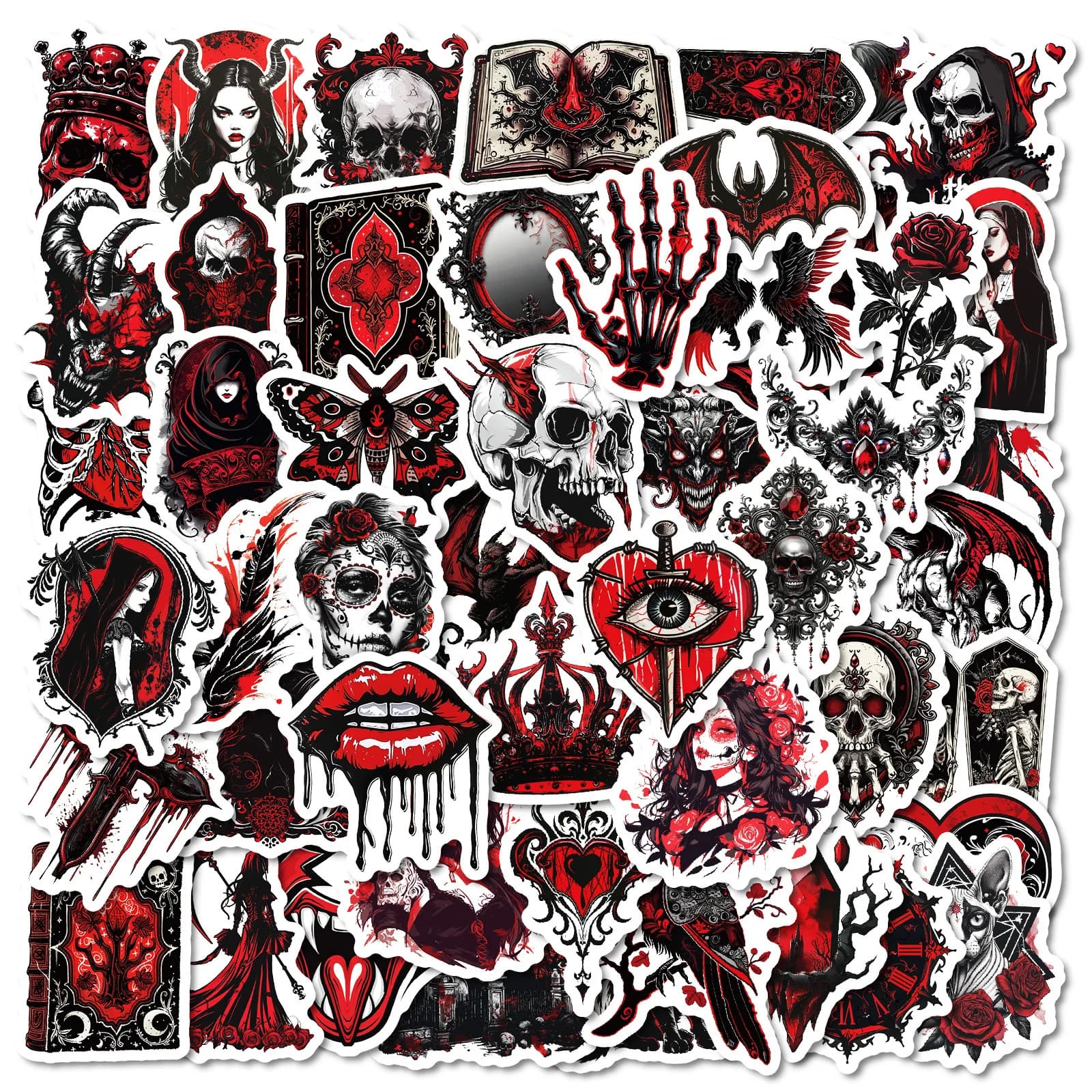 10/25/50 pezzi adesivi punk gotici rossi graffiti decalcomanie horror per telefono fai da te laptop chitarra skateboard casco moto valigia