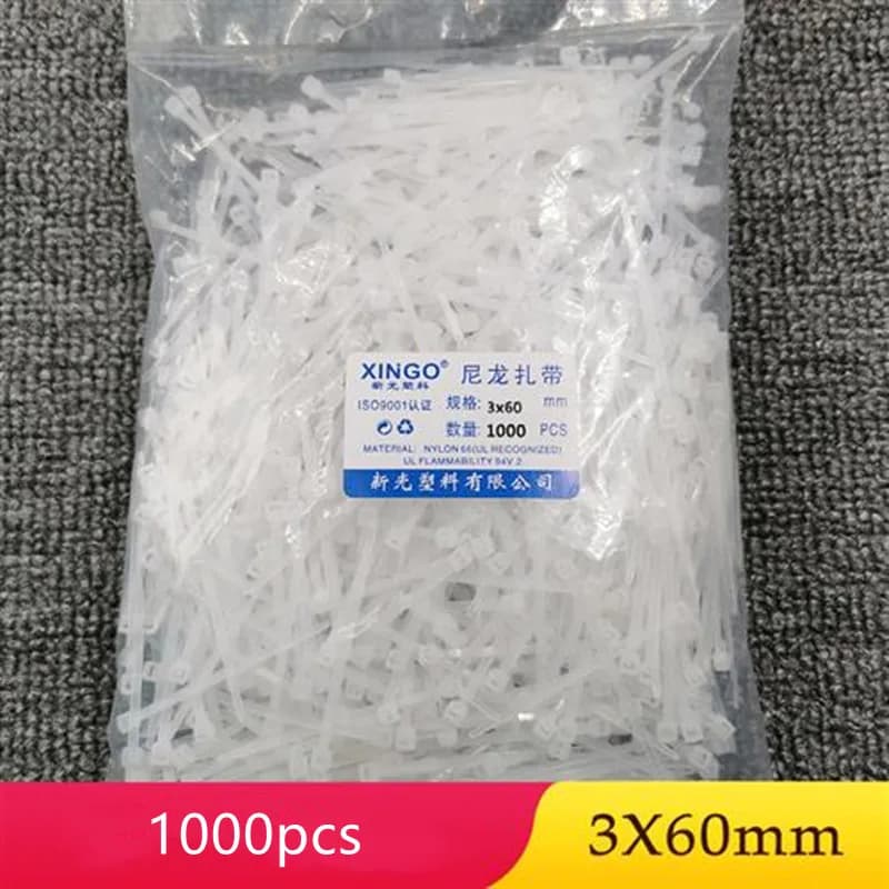 1000Pcs 3x60mm Nylon Cable Ties, Self-Locking Wire Zip Ties 2.36 Inch Plastic Fastening Wraps, Black/White Assorted