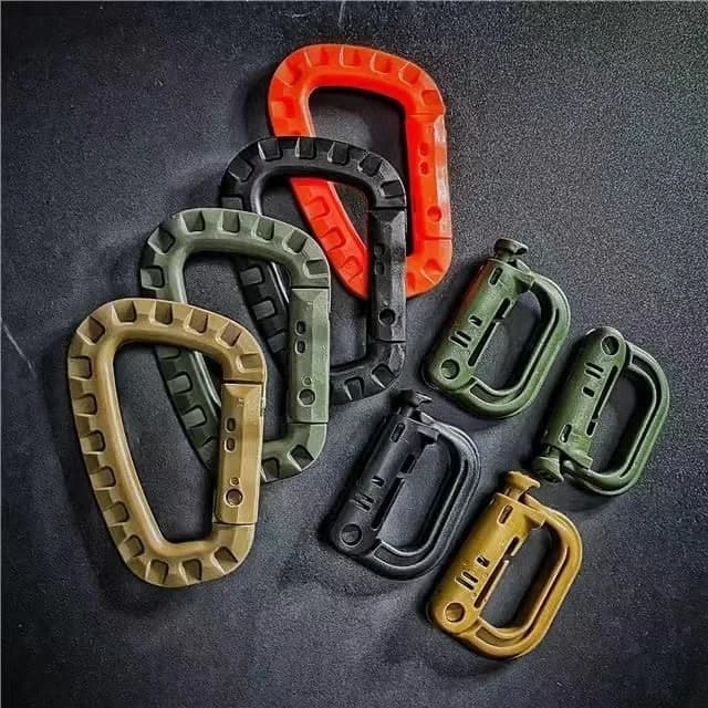 Moschettone tattico con anello a D Grimlock Attacco per tessitura MOLLE Sistema di chiusura veloce per gilet militare/Zaini/Borsa/Borsa/Cintura
