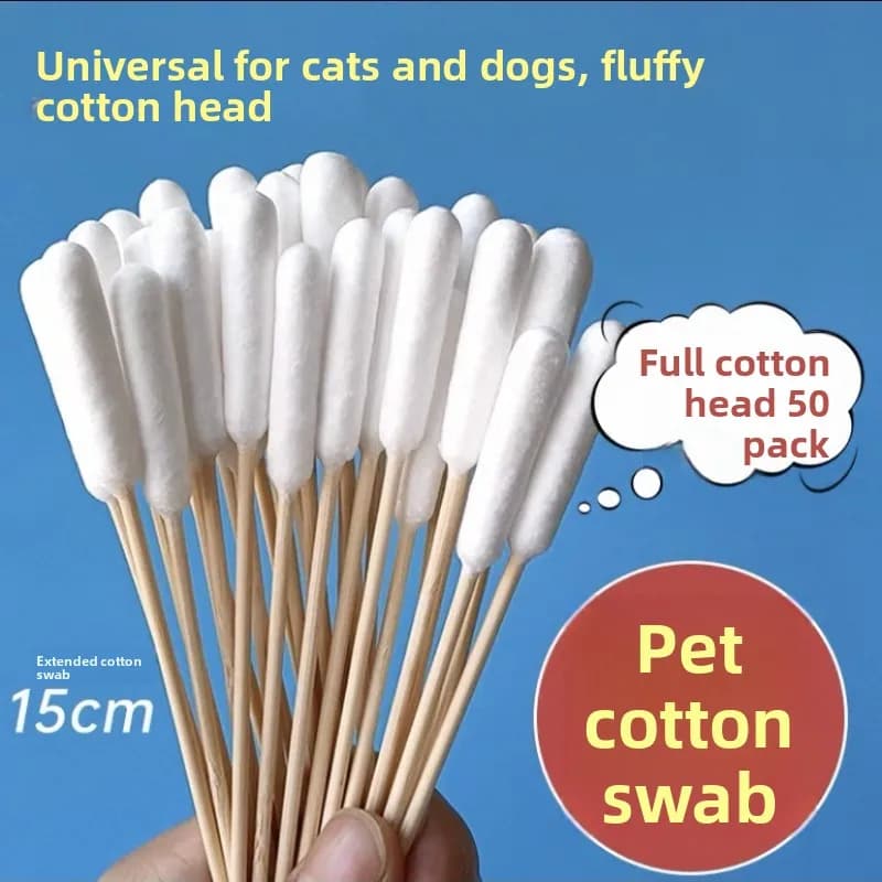 Bastoncini di cotone per la pulizia delle orecchie di animali domestici, a testa singola grande, per lavaggio occhi di cani e gatti, pulizia dagli acari delle orecchie, salviette detergenti, bastoncini di cotone allungati