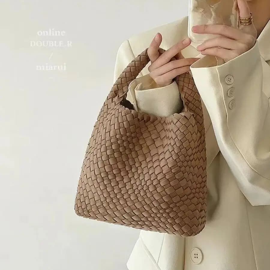 2024 trend women's braided handbags Nylon woven Casual tote bag Shopping travel Beach genuine brand Versatile bag in promot
