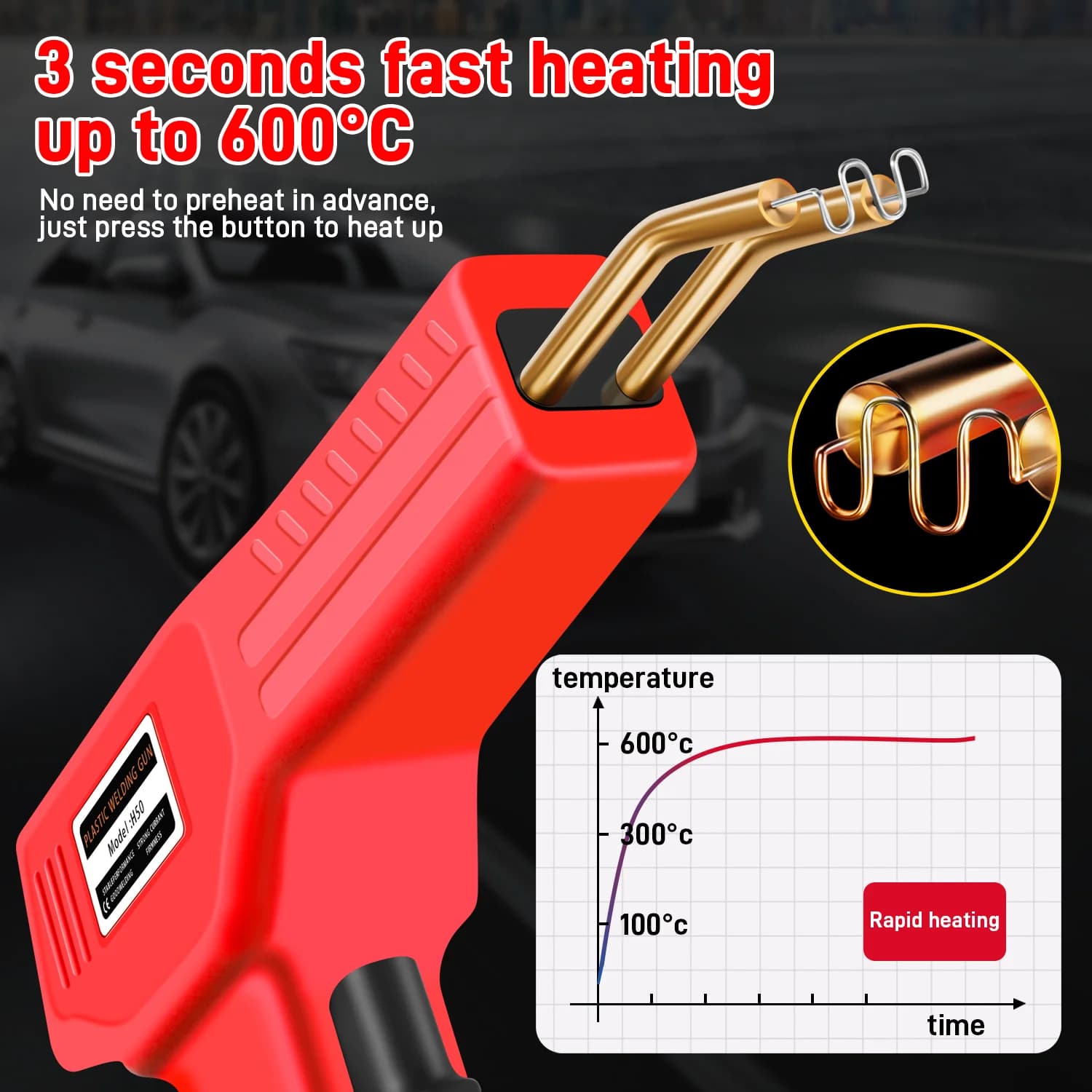 Plastic Welder Hot Nail Gun with 200/400/800/1200 Nails for Car Bumper PVC Repair Garage Tool Kit Machine Welding