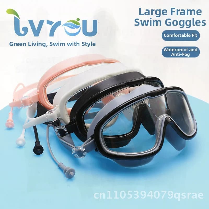 Unisex Silicone Swimwear HD anti-fog diving glasses waterproof big fit for men women girls swimming water