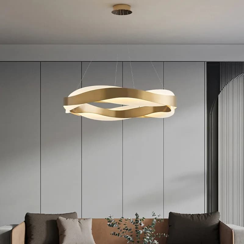 SANDYHA Arte Creativa Onda Lampadario Anello Lampada a Sospensione a Led per Soggiorno Salone Lampada da Soffitto Lustre Lampara Colgante Techo
