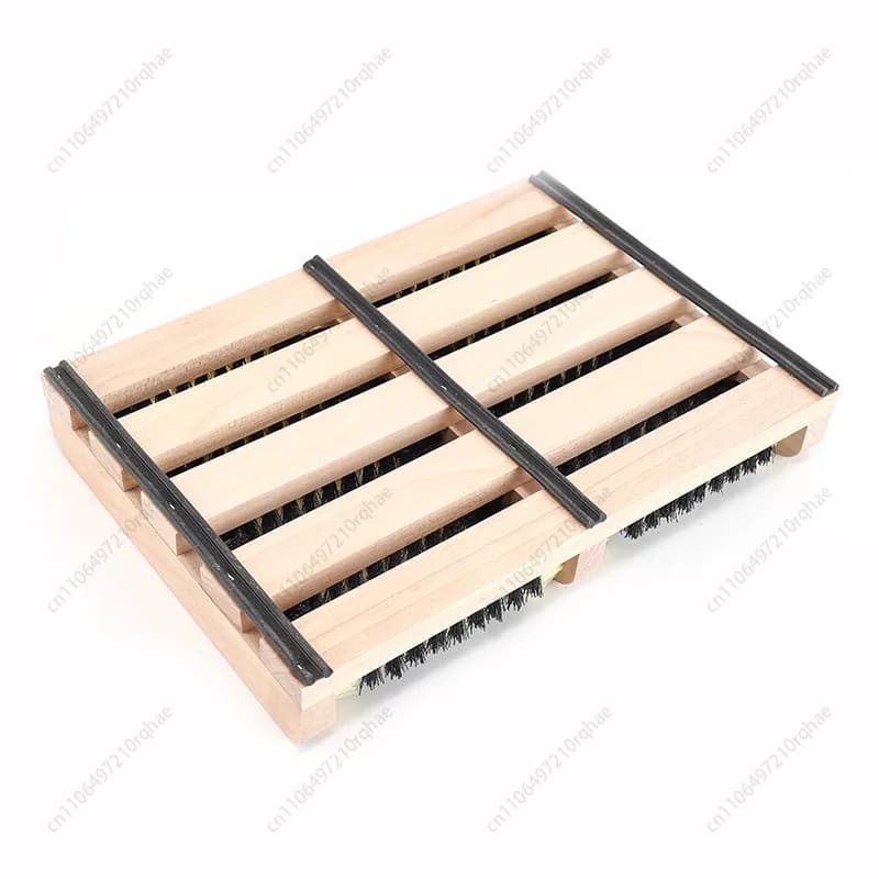 Pulitore per Suole Domestico, Spazzola Automatica per Scarpe con Base in Legno per Uso Interno/Esterno