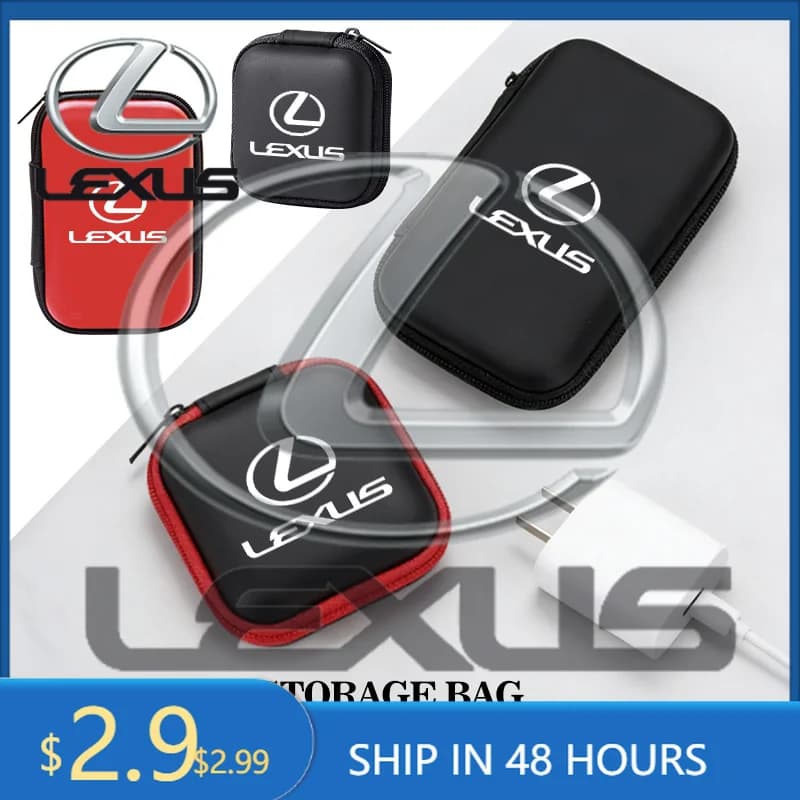 Car Stickers Car Earphone Holder Case Storage Portable Headphone Memory Card USB Data Cable Bag For Lexus RX350 IS250 CT200h ES2