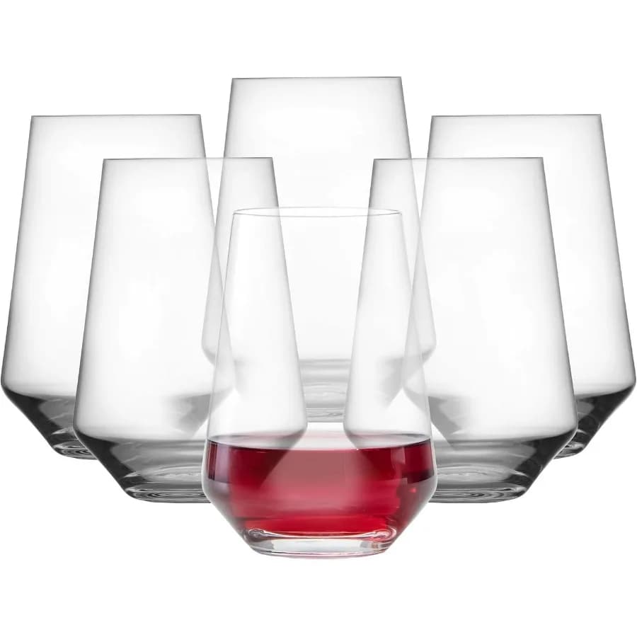 Bicchiere bordeaux puro senza stelo (set da 6), bicchiere da vino rosso per bordeaux, bicchieri di cristallo Tritan realizzati in lavastoviglie e lavabili in lavastoviglie (18.