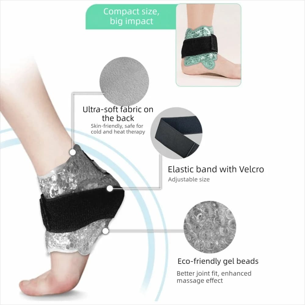 Impacco di Gel Caldo/Freddo per Caviglia, Riutilizzabile e Congelabile, Supporto Compressivo Regolabile per Sport