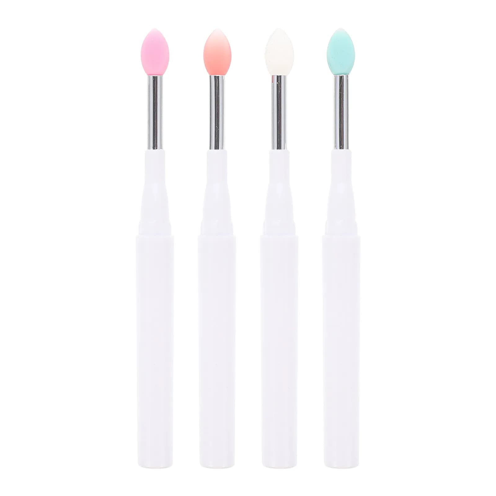 Set di 4 Pennelli in Silicone per Labbra Ultra-Morbidi e Sicuri per la Pelle, Pennelli per Trucco per Labbra, Palpebre, Fondotinta, Correttore, Applicazione Maschera Labbra per Donne