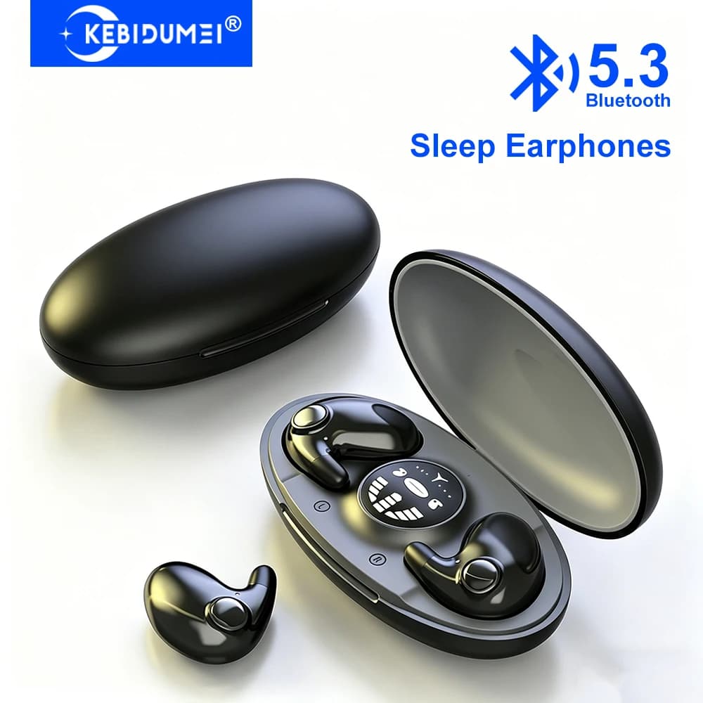 KEBIDUMEI Auricolari per dormire Mini auricolari Bluetooth 5.3 invisibili per chi dorme sul fianco Auricolari stereo wireless impermeabili TWS