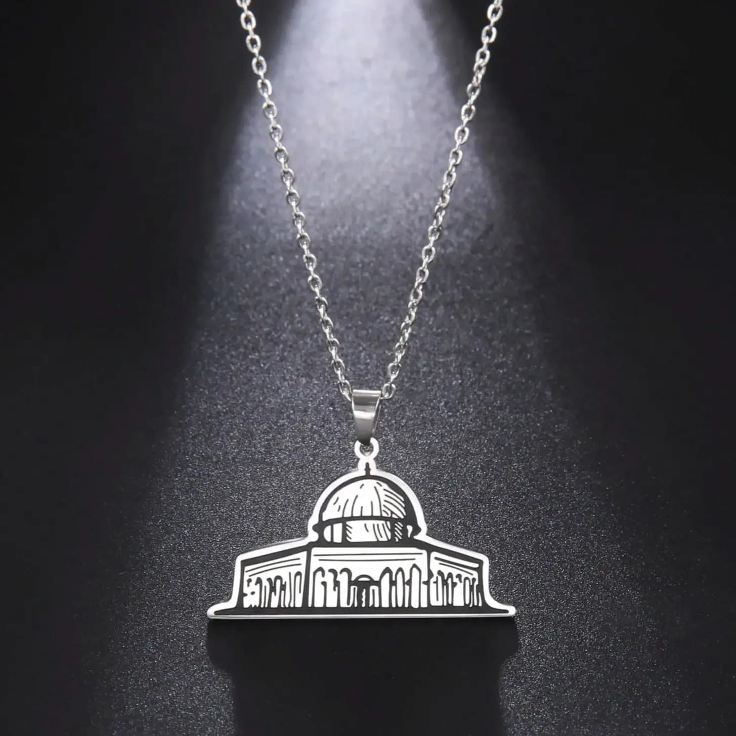 Islamic Castle Jeshayuan Retro Pendant Necklace Stainless Steel Islamic Style Architecture Souvenirs