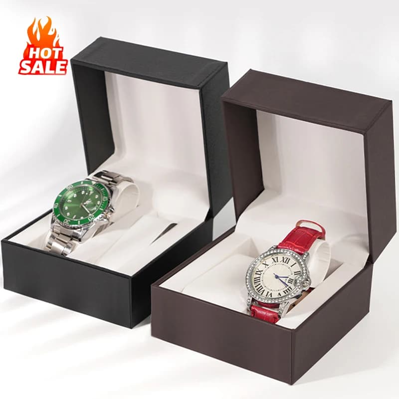 Single Watch Gift Box With PU Wristwatch Display Case Organizer for Men PU Watch Case Storage