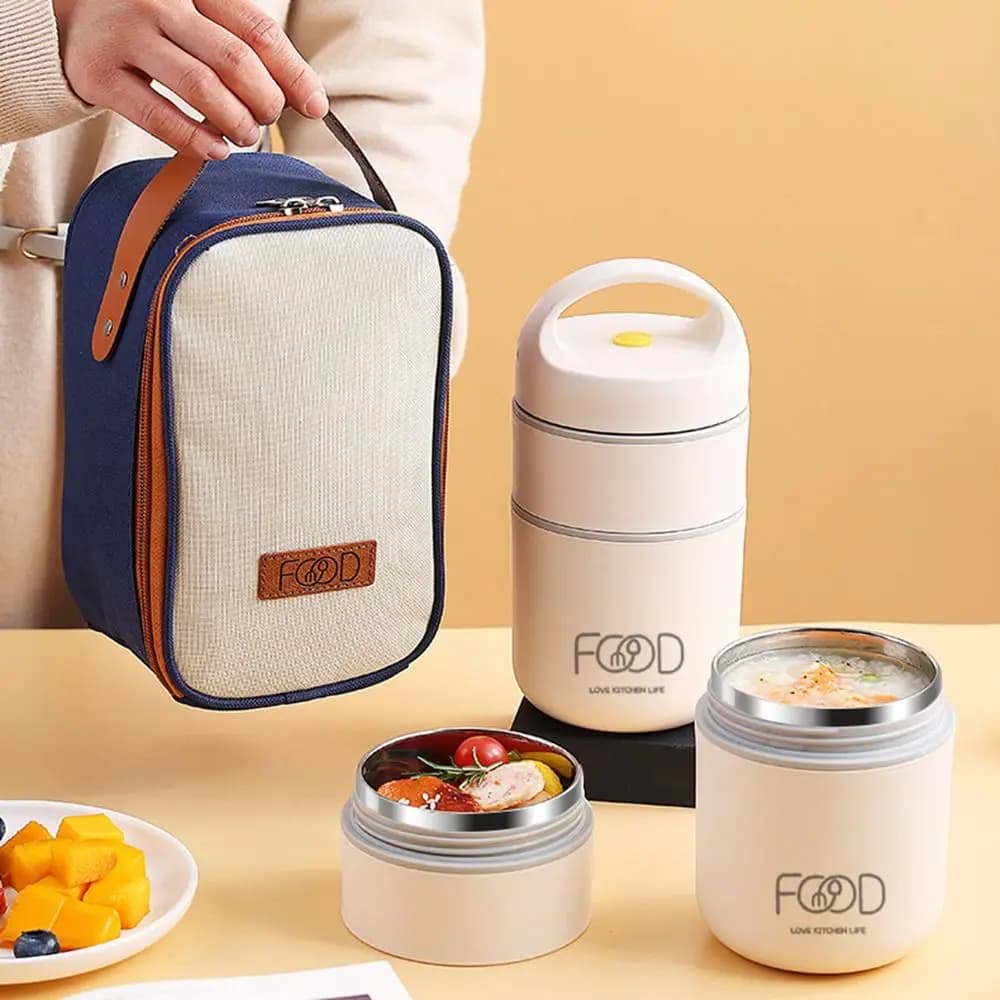 Impianto d'ufficio ermetico Tazza sottovuoto Contenitore per alimenti sottovuoto Tazza da zuppa in acciaio inossidabile Scatola da pranzo termica Borsa da pranzo isolata