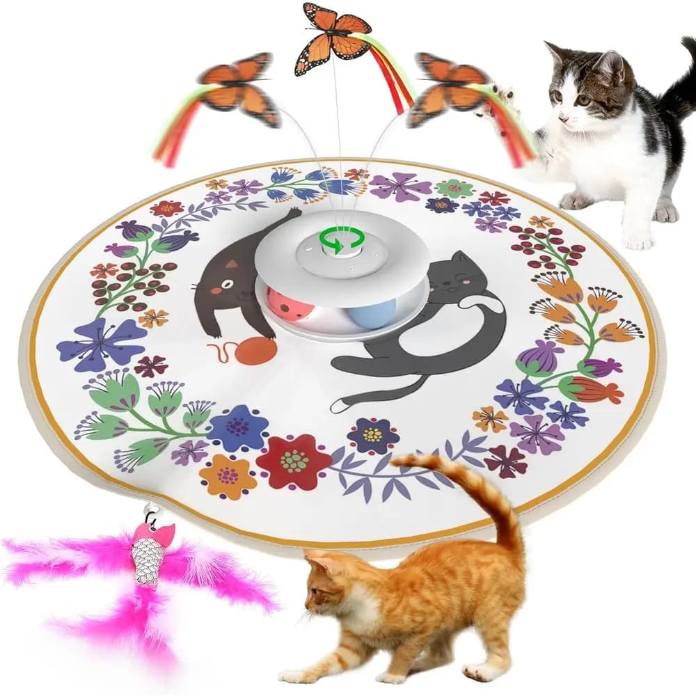 Giocattolo Interattivo 4-in-1 per Gatti, Gioco Automatico con Sensori, Ricaricabile USB, per Esercizio e Alleviamento della Noia dei Gatti da Interno