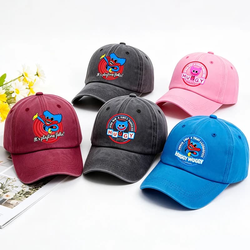 Cappellino da Baseball Game Poppy Playtime Huggy Wuggy Uomo Donna Hip Hop con Visiera Estiva Vintage Lavato Cappello da Tennis Protezione Solare