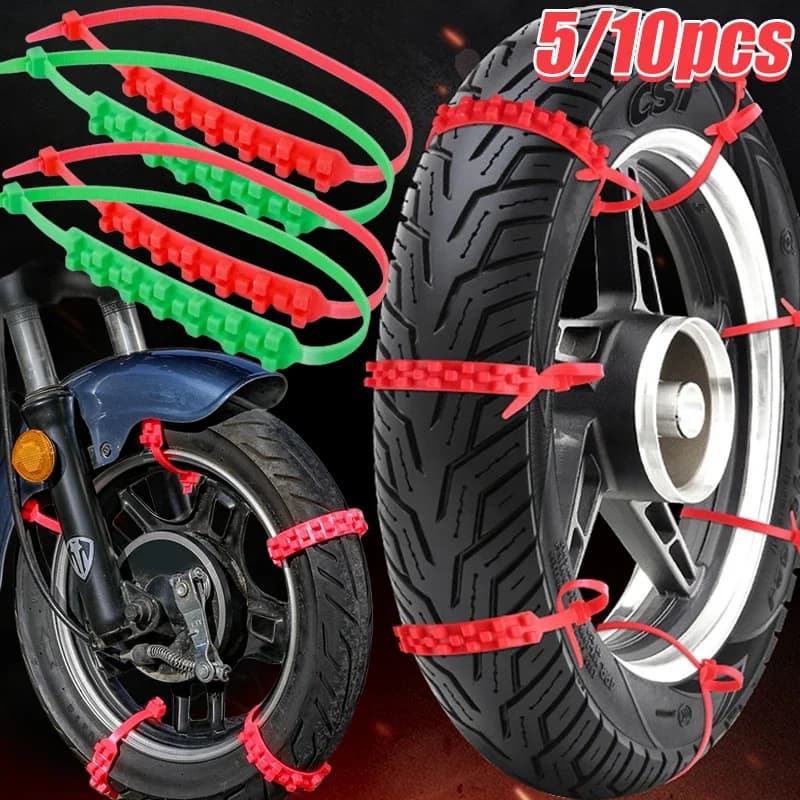 5/10pcs Catena da neve antiscivolo Moto Biciclette Ruote Pneumatici Catene da neve antiscivolo Fascette antiscivolo Accessori per la sicurezza stradale