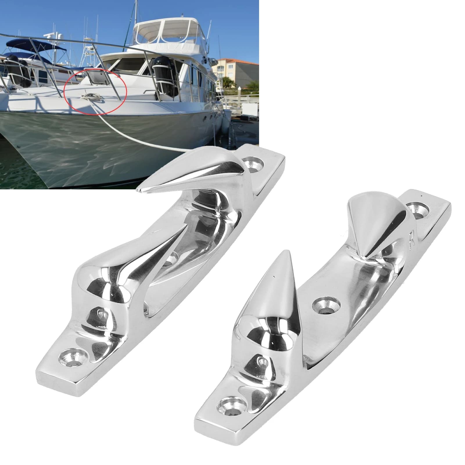 Tacchetti di ancoraggio da 4,69 pollici Sinistra Destra Guarnizione in acciaio inossidabile 316 per barche marine Yacht Tacchetti di ancoraggio Gavi per barche