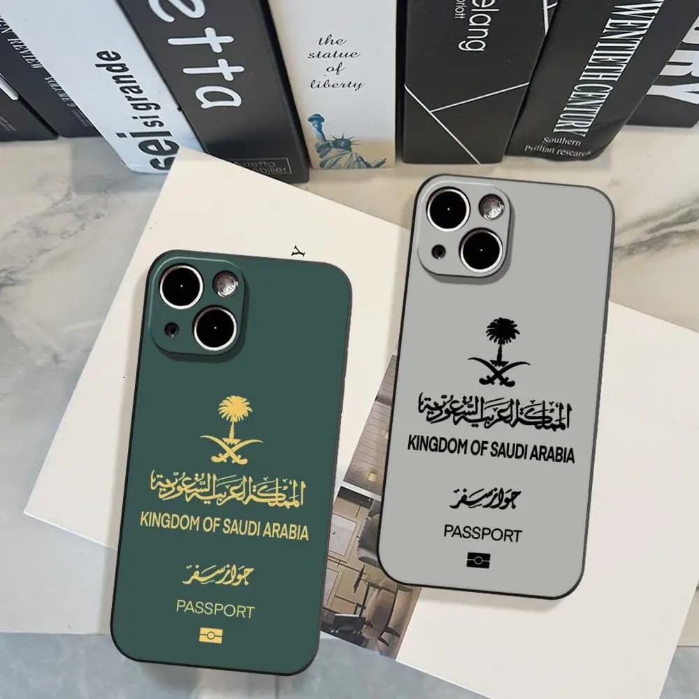 Saudi Arabia Passport Phone Case FOR IPhone 15 pro max 14 11 12 Pro 15 16 Plus 13 Pro MAX XR XS Black Soft Covers
