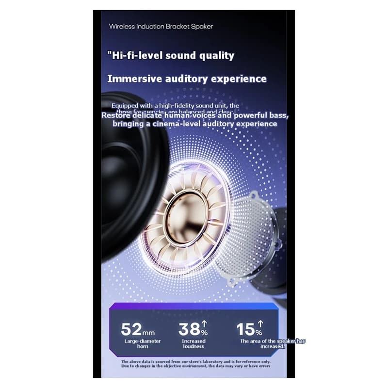 Super Sale Wireless Induction Speaker with RGB Light & 360° Rotation, HD Surround Sound Bluetooth Speaker Desktop Phone Stand