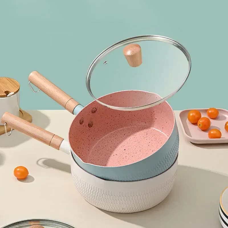 Japanese style pot with lids Anti-stick pan covers Stainless steel milk soup pot Accessories for hot domestic kitchen