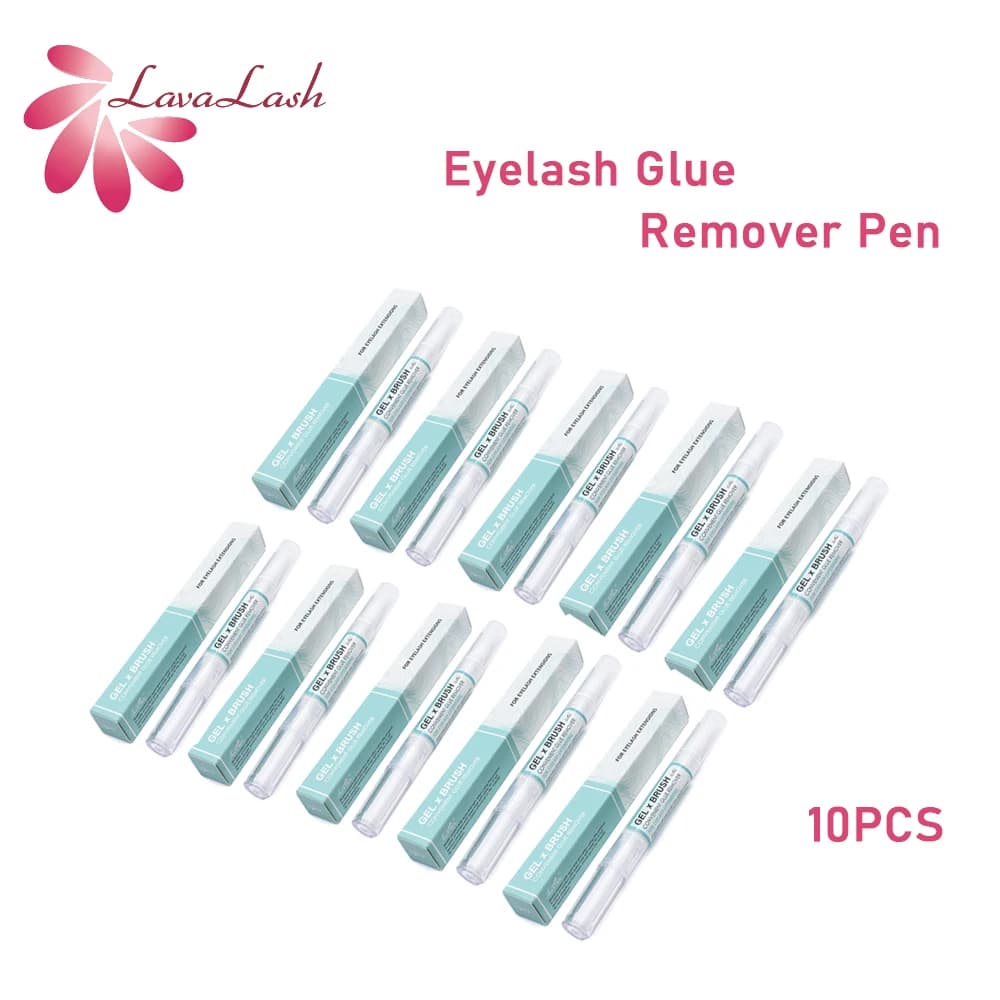 10 Pezzi Penna Professionale per Rimozione Colla Ciglia, Gel Non Irritante ad Azione Rapida 5ml con Strumento a Pennello per Ciglia Finte