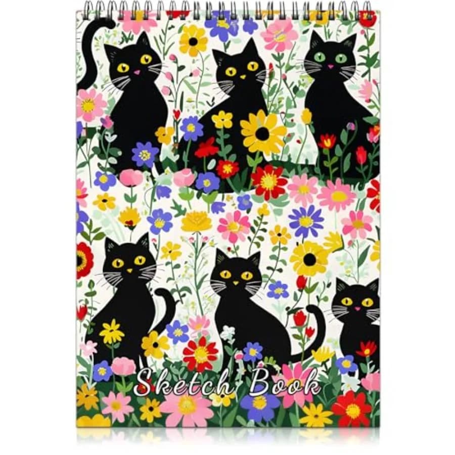 Cute Sketchbook Top Spiral Bound Sketch Pad, 9 x 12 inch, 100GSM Thick Paper, 50 Sheets 100 Pages, Art Sketch Book Artistic Wri