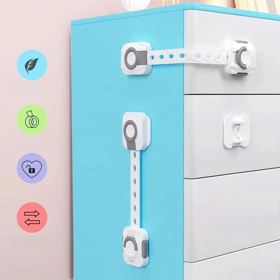 Serratura di sicurezza multifunzionale per cassetti per bambini Porta dell'armadio anti-clip per bambini Serratura per bambini Protezione per serratura per cassetti Forniture di sicurezza