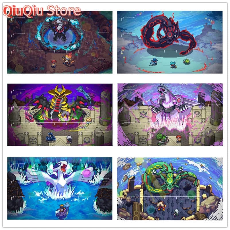 60x35x0.2 cm Anime Pokemon Gioco PTCG Accessorio Carta PlayMat Retro GB Pixel Serie Giratina Rayquaza Lugia Collezione Regali Giocattoli