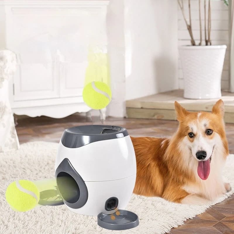 Pop 2025 Nuovo alimentatore elettrico interattivo per cani Mini alimentatore automatico per lanciatore di palline da tennis con imballaggio in cartone