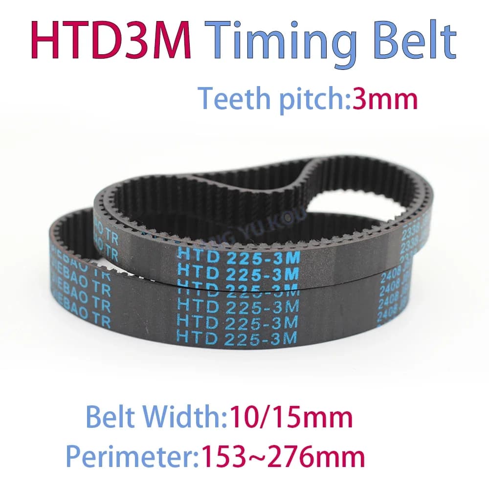 HTD 3M Cinghia dentata in gomma sincrona ad anello chiuso Lunghezza 153/156/159/162/165/168/171/174/177/180/183/186/189~276mm Larghezza 10/15mm