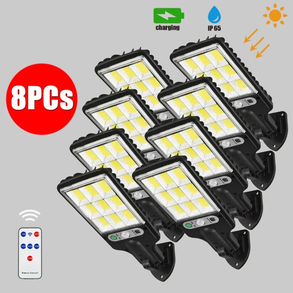 108COB Lampioni solari Lampada da parete di sicurezza solare wireless per esterni Sensore di movimento con 3 modalità per portico da giardino con porta d'ingresso