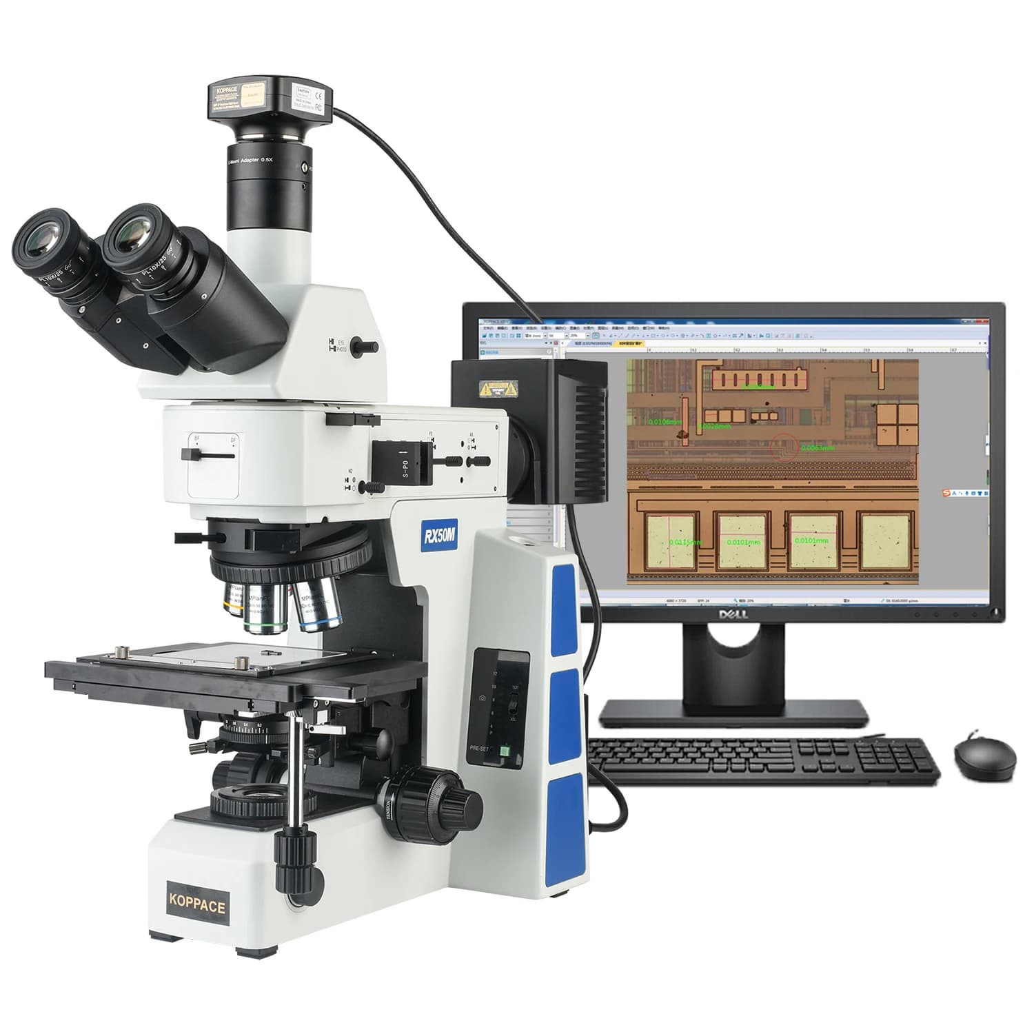 KOPPACE 174X-1745X Microscopio metallografico elettronico a campo luminoso e scuro Fotocamera di misurazione da 18 milioni di pixel