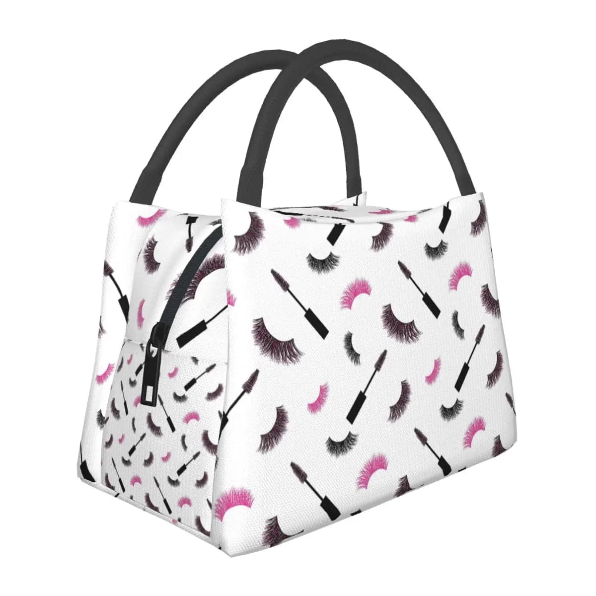 Thermal lunch bag with pink glitter pattern, for women, Bento food container, thermal lunch box