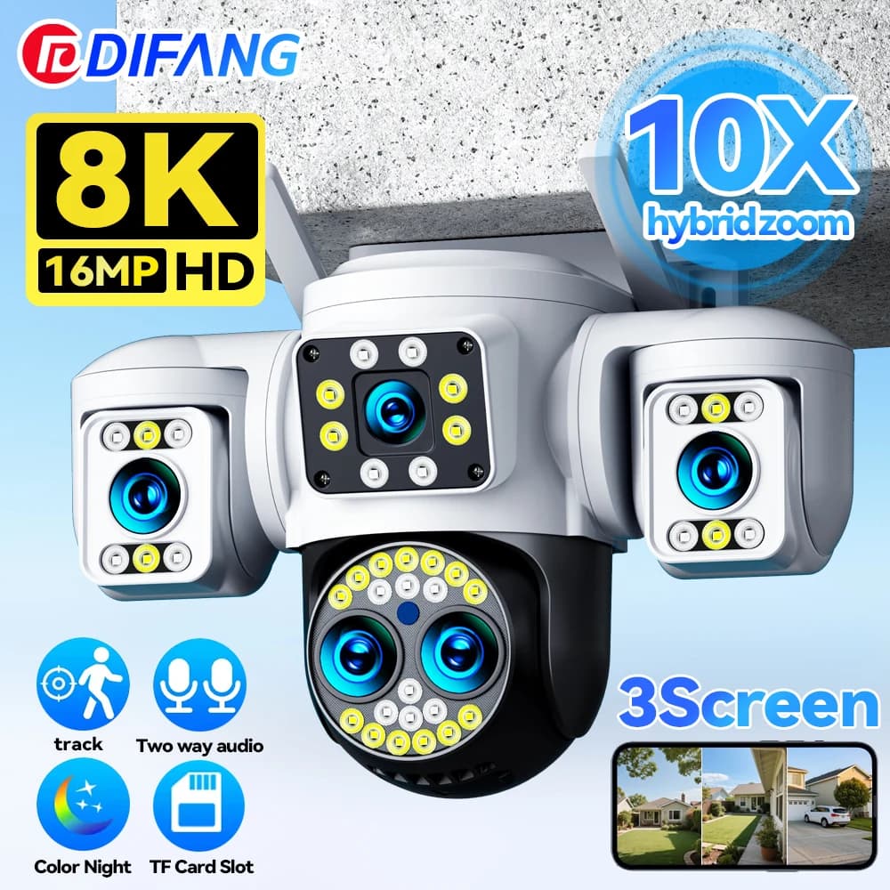 Yoosee Telecamera WiFi Esterna Tre Schermi Quattro Obiettivi Zoom 10X CCTV Onvif Telecamere di Sicurezza Sorveglianza Telecamera WiFi Casa, Telecamera WiFi Esterno, Telecamera Sorveglianza