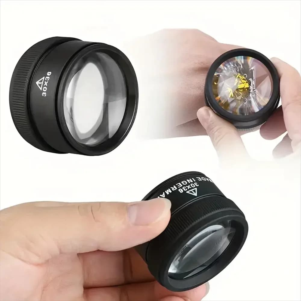 Optical Magnifying Glass 30x36 Portable Pocket LED Handheld Magnifier for Jewelry Coin Stamps Electronics Watch Repair