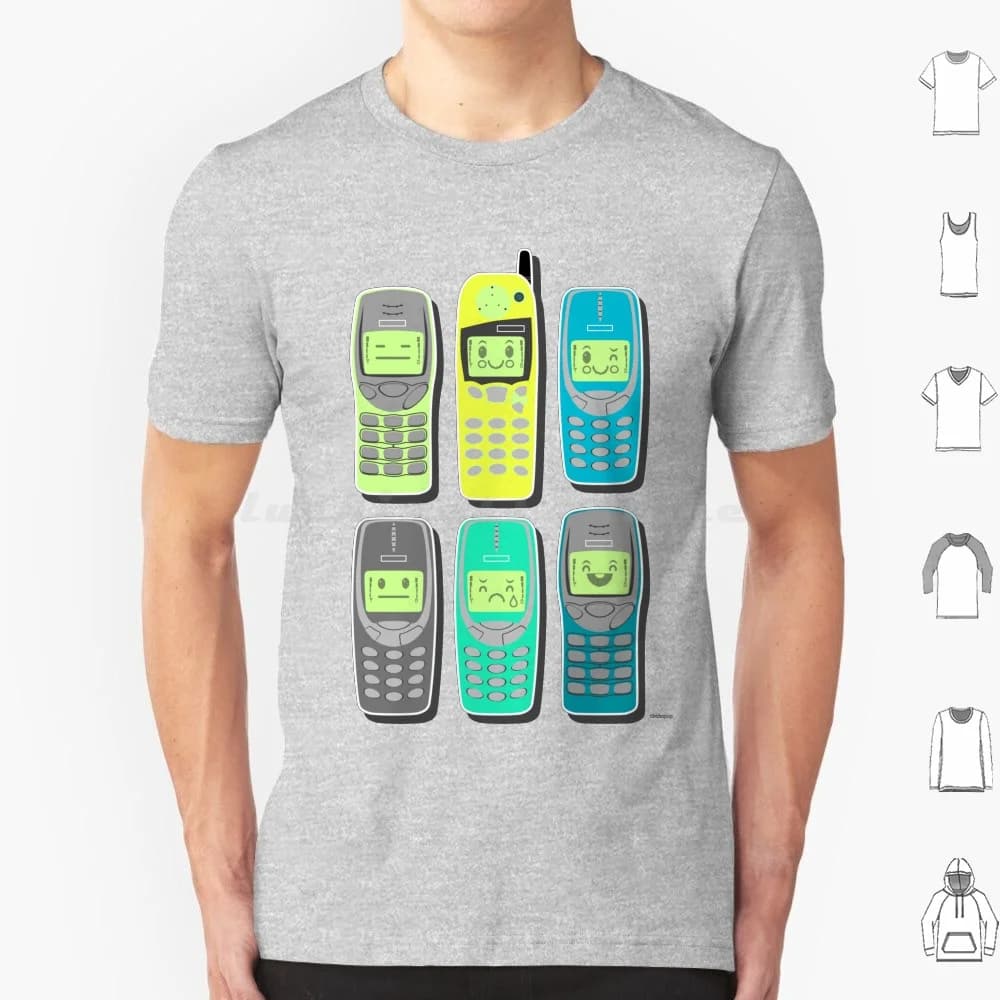 Vintage Cellulare Modello T Shirt Uomo Donna Bambini 6xl Vintage Retro Carino Kawaii Cellulare Mobile Nokia 3210 3310 5510 Nokia3310