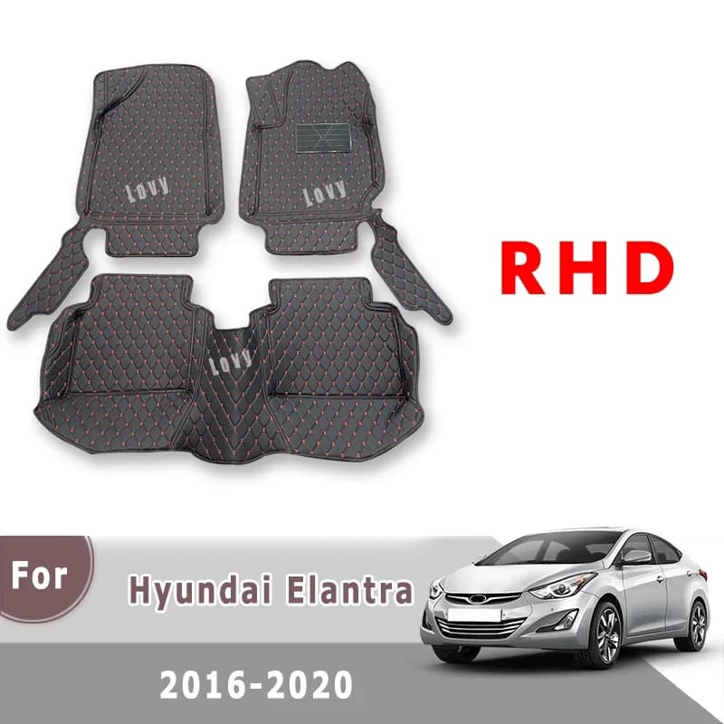 RHD Carpets for Hyundai Elantra 2020 2019 2018 2017 2016 Car Mats Accessories for Interior Car Parts Artificial Leather Carpets