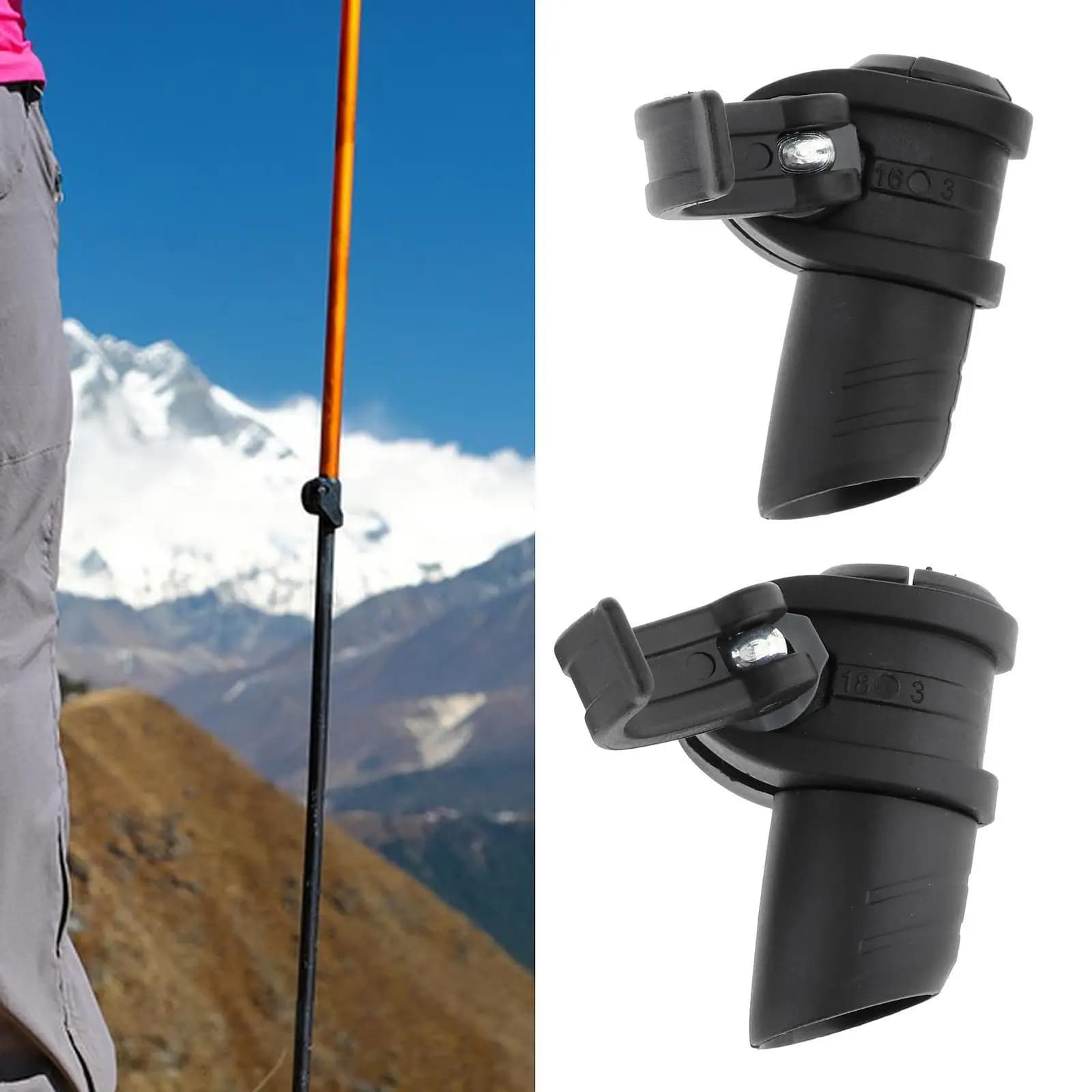 Adjustable plastic spare stop for walking stick, hiking, backpacking, snowshoeing, quick installation, outdoor use